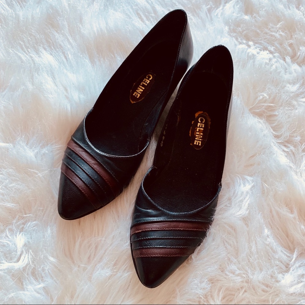 Celine Vintage Leather  kitten heel pumps 5.5